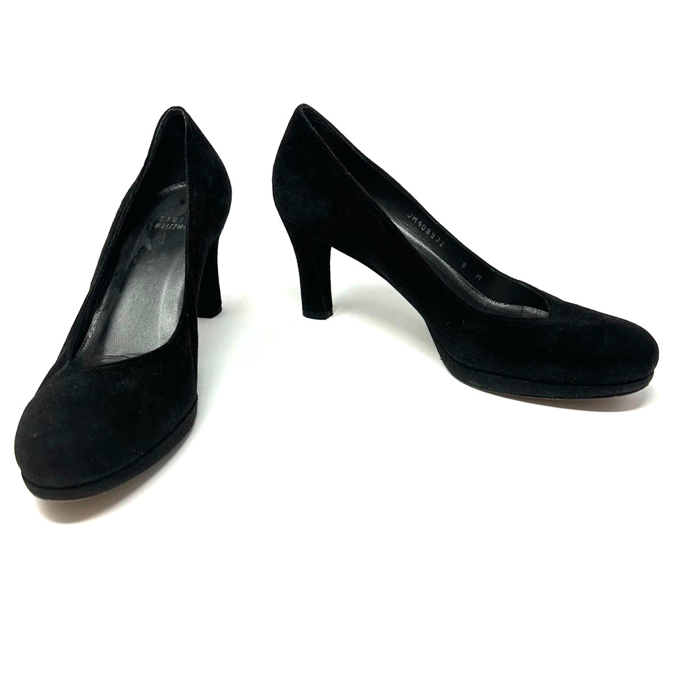 Stuart Weitzman size 8 black suede heels JW408932 M width